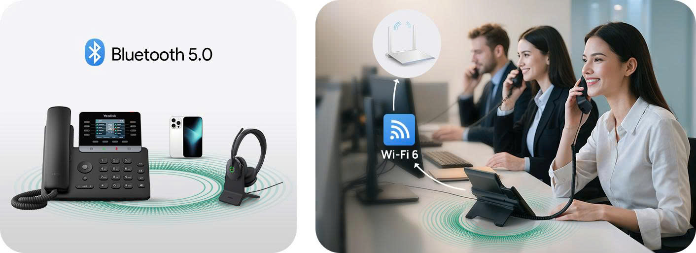 Yealink SIP-T73W điện thoại IP tích hợp Wi-Fi băng tần kép (2.4G/5G) và Bluetooth 5.0