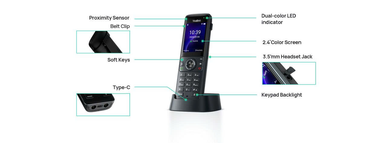 Điện Thoại IP Wi-Fi Cầm Tay Yealink AX83H