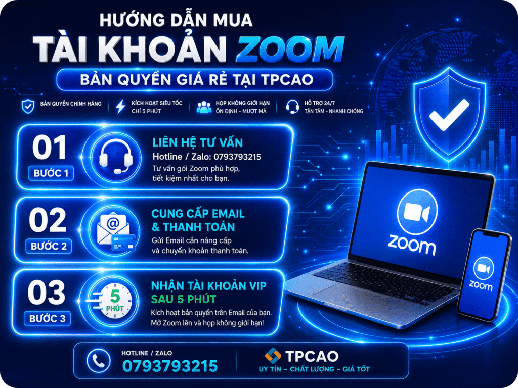 Hướng dẫn mua tài khoản zoom bản quyền tại TPCAO